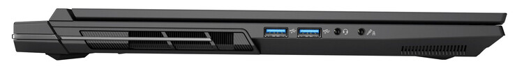 Linke Seite: 2x USB 3.2 Gen 2 (USB-A), Audiokombo, 2-in-1-Audio (Mic-in oder S/PDIF optisch)