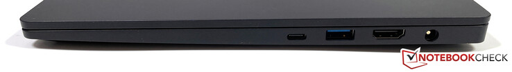 Rechts: Thunderbolt 4 (DisplayPort 1.4, PowerDelivery), HDMI 2.0b, USB-A 3.2 Gen.1 (Powered), Netzteilanschluss