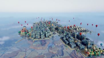 Die schwebende Plattform wird nach und nach erweitert. (Im Bild: Ein Screenshot aus Airborne Kingdom)