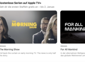 Apple kündigt auf der deutschen Startseite der TV-App verschiedene Serien zeitweise kostenlos an. (Bild: Apple)
