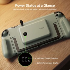 Die magnetische Powerbank besitzt ein Display und ein integriertes Ladekabel
