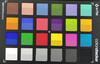 Color Checker Farbchart. In der unteren Hälfte als Vergleich die Referenzfarbe.